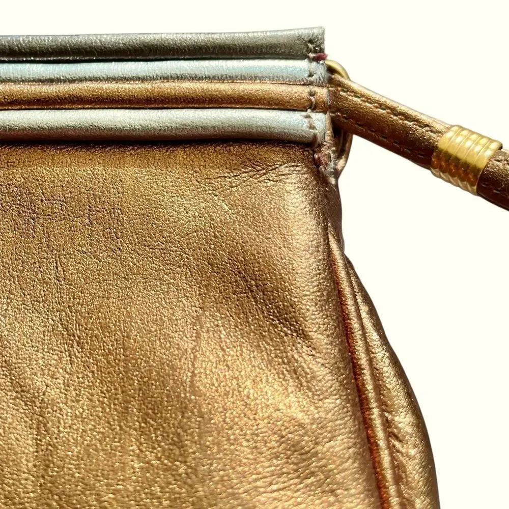 Morris Moskowitz x Bergdorf Goodman Vintage Metallic Leather Clutch Evening Bag